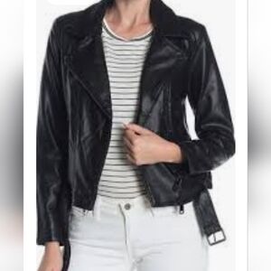 Elodie Vegan Leather Moto Jacket Black Size Small